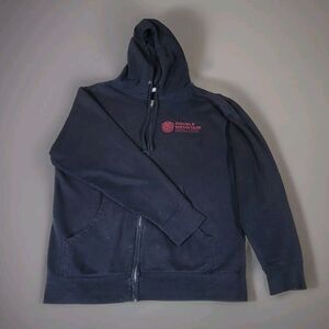 Double Mountain Hoodie Men's Medium Black Graphic Full Zip Drawstring, Pockets